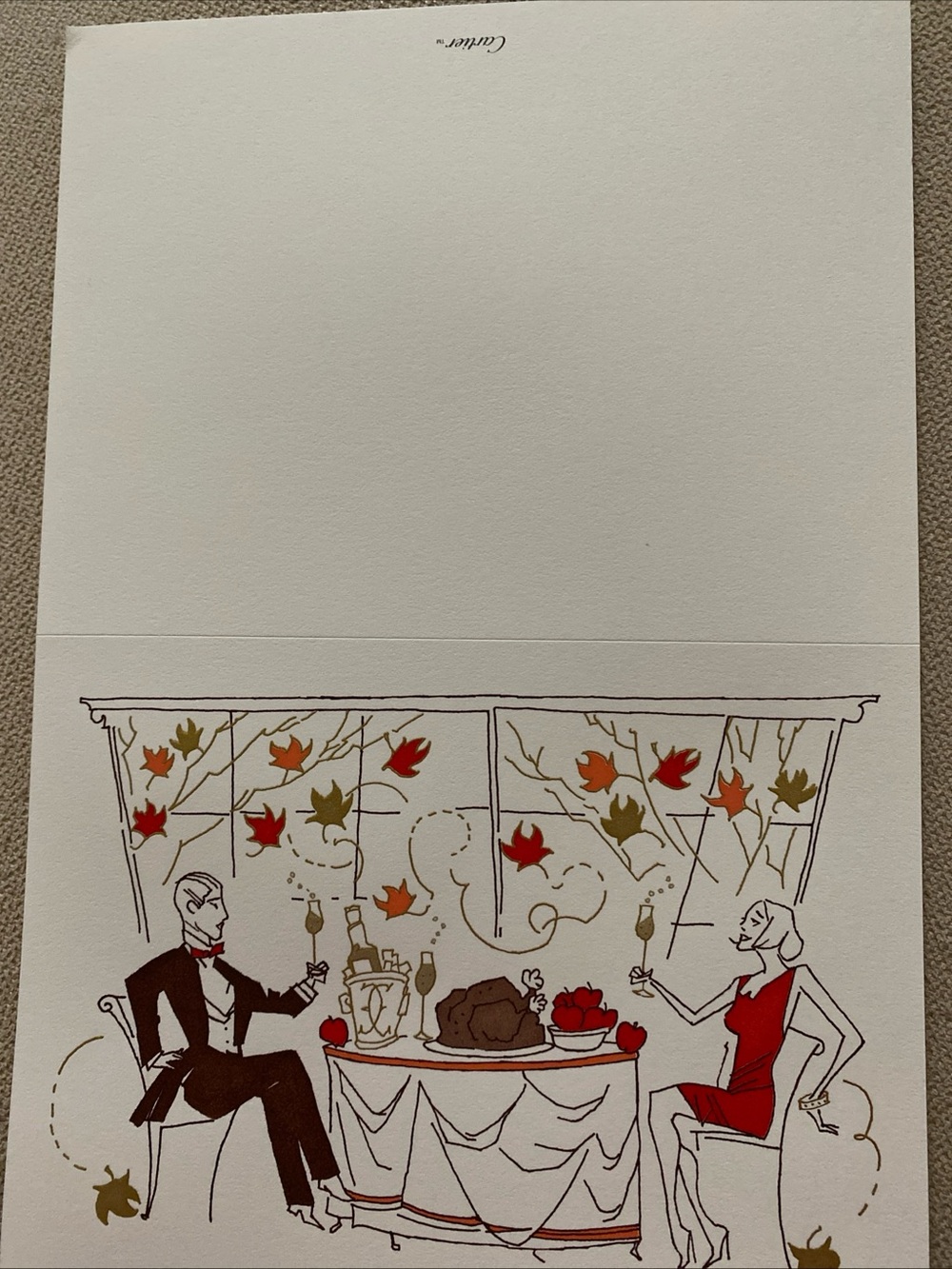 Vintage Cartier Autumn/Thanksgiving Elegant Dinner Greeting Card Set of 6